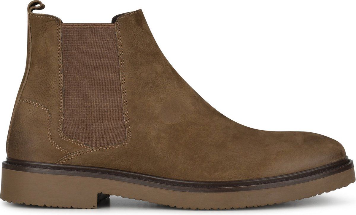 Ps Poelman Hudson - Chelsea Laarzen - Nubuck Leer Met Elastische Inzet - Donker Taupe - Maat 45