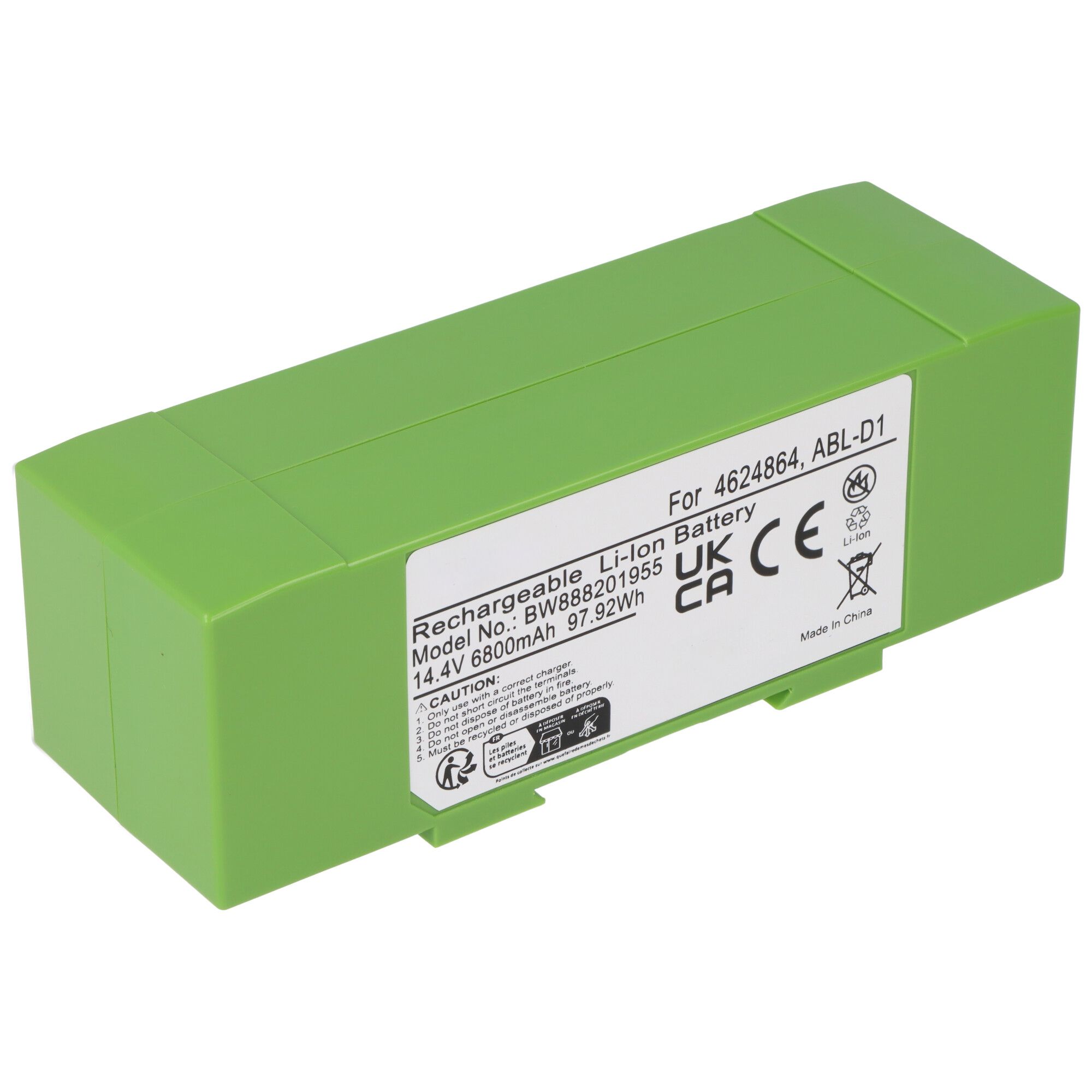 Huishoudrobotbatterij ter vervanging van iRobot ABL-D2, ABL-D1, 4624864 - 6800mAh 14.4V Li-Ion
