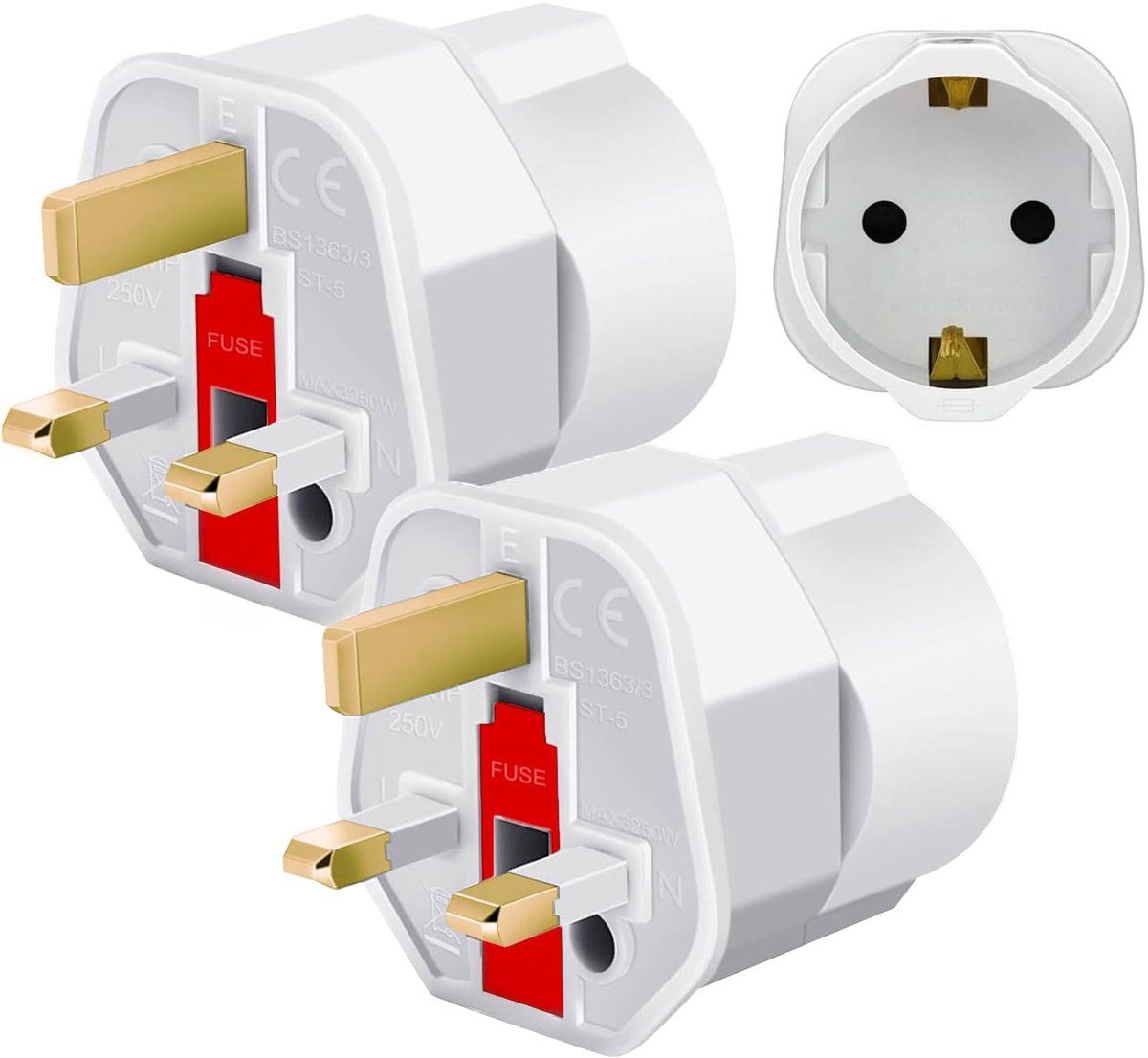 Travelhawk Reisstekker Uk - Type G - Voor 20+ Landen - Compact En Veilig - Wit (2 Stuks)