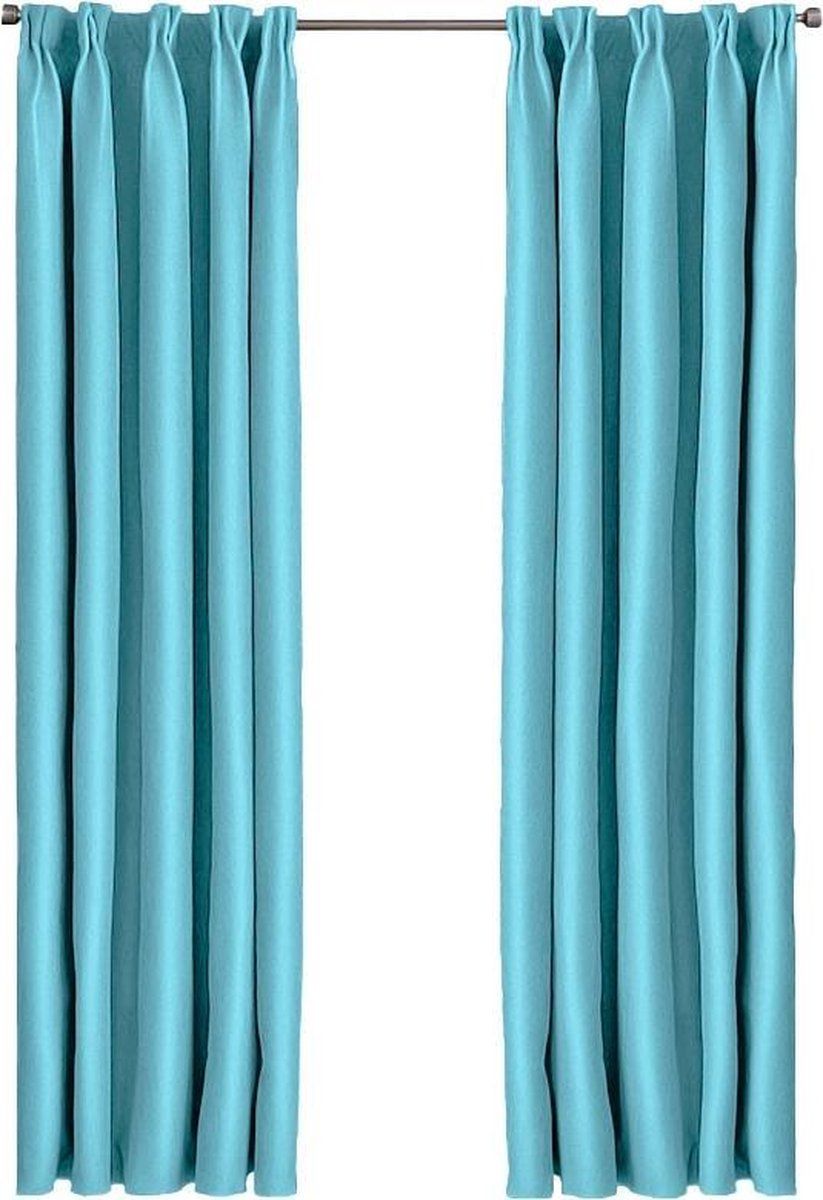Larson - Luxe effen blackout gordijn - met haken - 3m x 2.5m - Turquoise