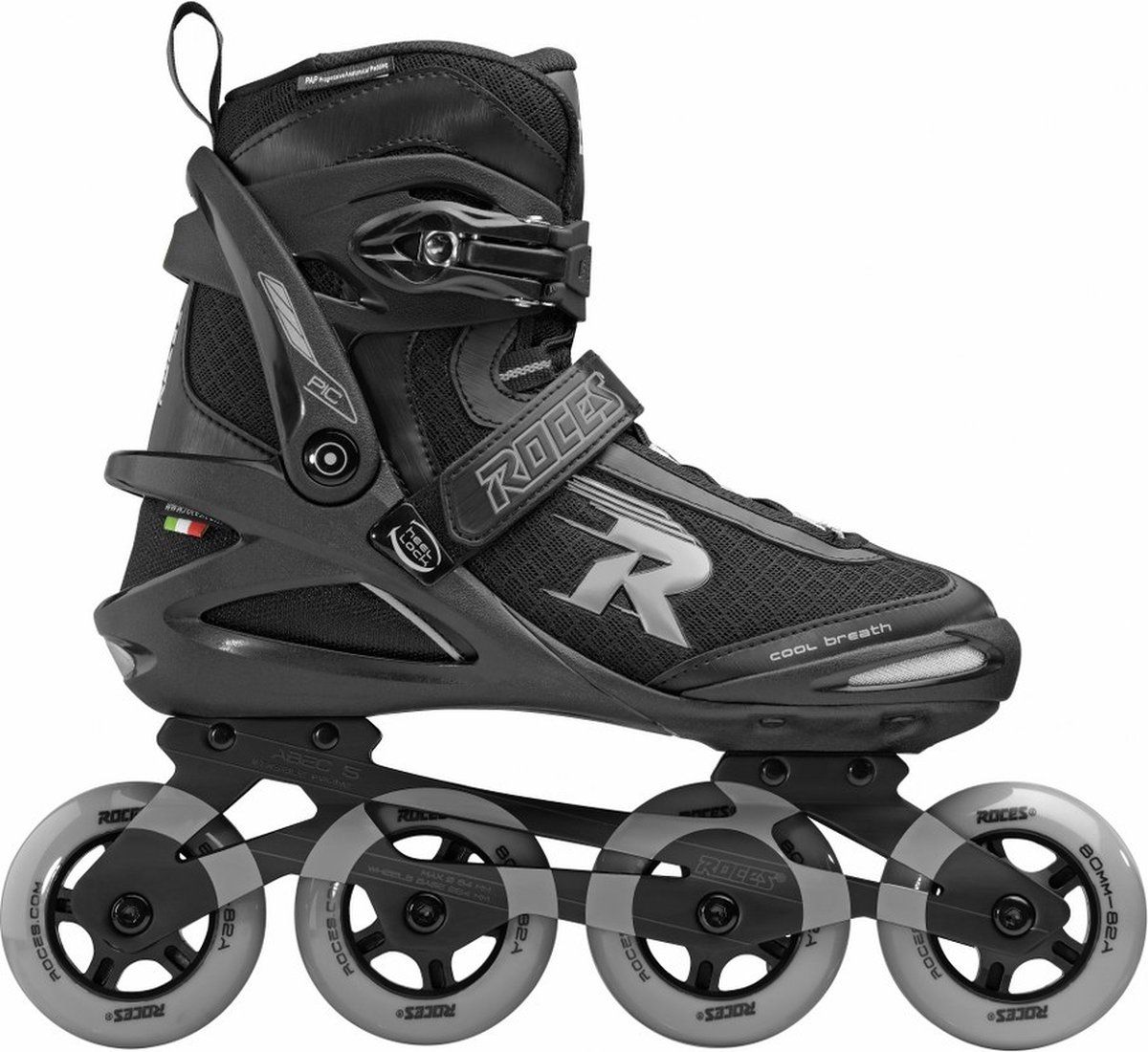 Roces Pic Tif 80 - Skeelers - Cool Breath Systeem - Zwart - Grijs - Maat 41