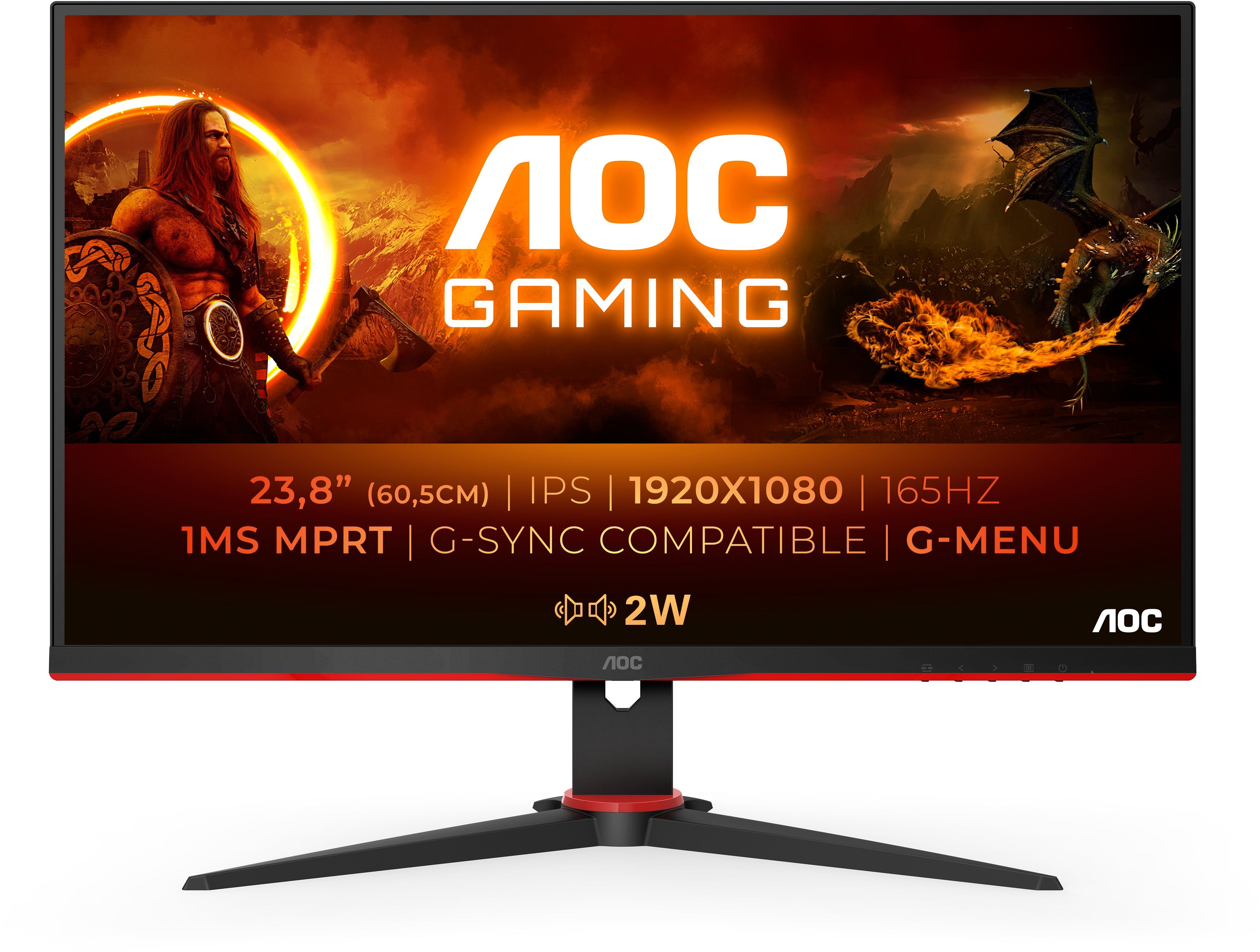 Aoc Rood/Zwart 24G2spae - Gaming Monitor - 165Hz 1Ms