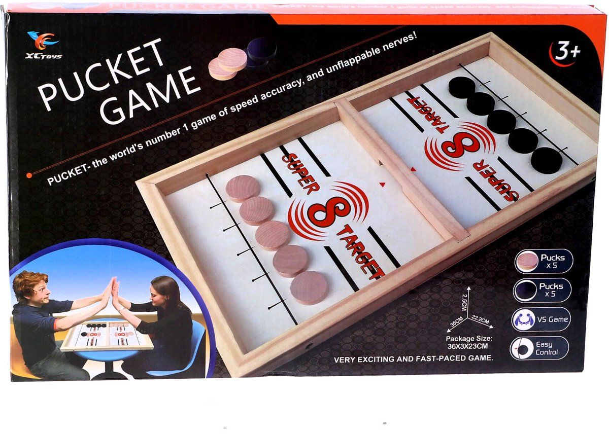 Basic Pucket Game - Bordspel - Voor 2 Spelers - Hout En Plastic 60 X 40 Cm