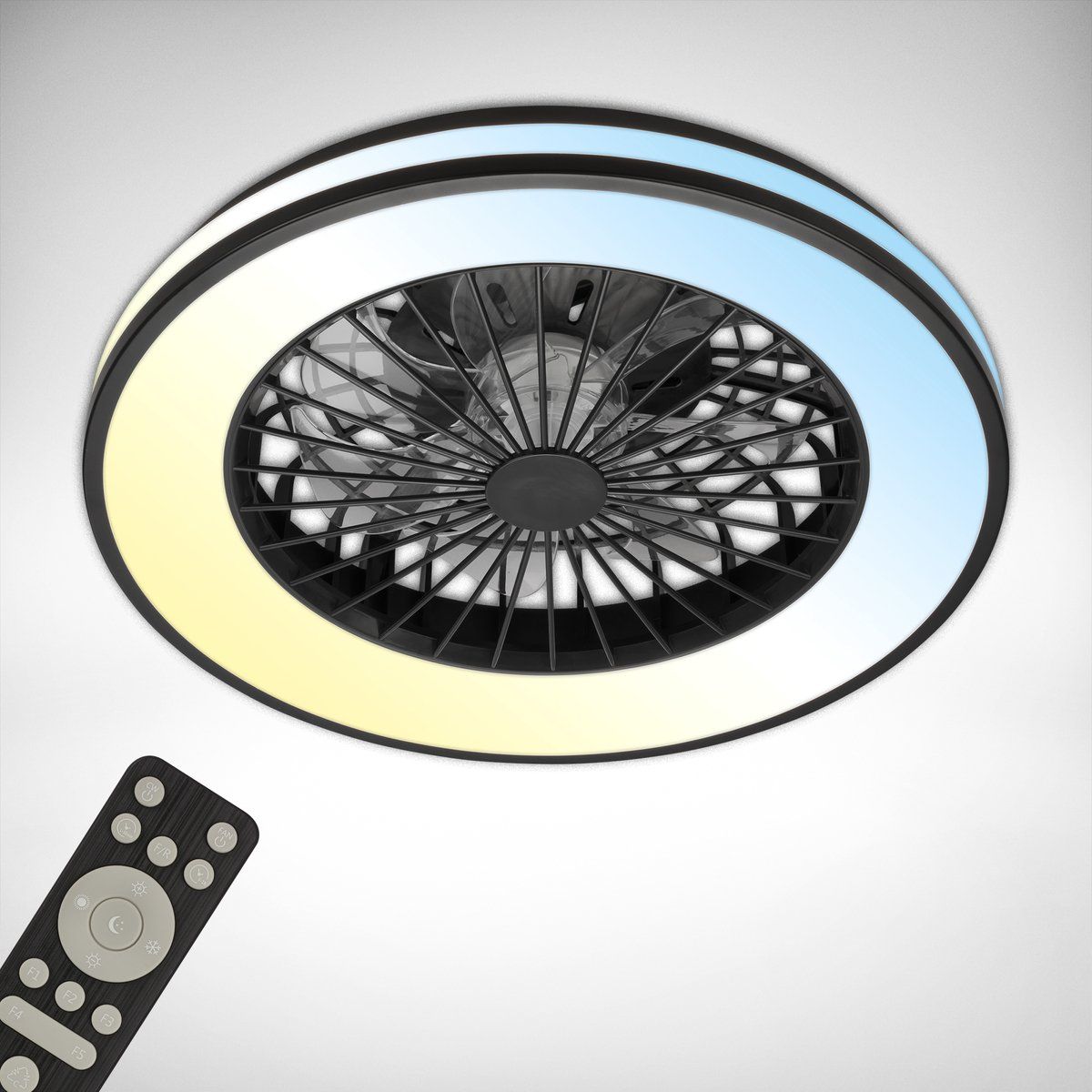 Briloner - Plafondventilator Met Verlichting - Dimbaar - 5 Snelheden - Ø48, 5cm - Zwart