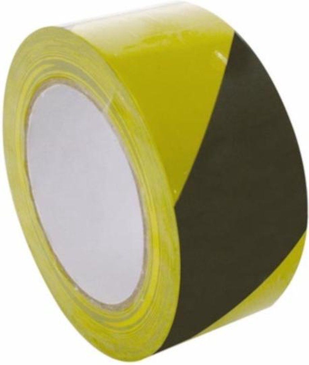 Perel Signalisatietape - Markeringstape - Zelfklevend Zwart/geel 5 Cm X 33 M