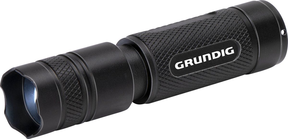 Grundig Led Zaklamp 400 Lumen - 10W - 200M Bereik - 3 Lichtstanden, Hoog, Laag, Pulserend - Zwart/Oranje