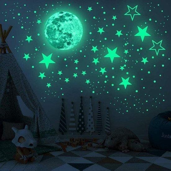 Merkloos Tls Goods | Glow In The Dark Sterren | 436 Stuks | Sterren & Maan Stickers | Glow In The Dark Stars