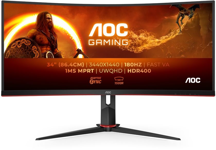 Aoc Zwart Cu34g2xp - 34 Inch Wqhd Curved Gaming Monitor - 180Hz