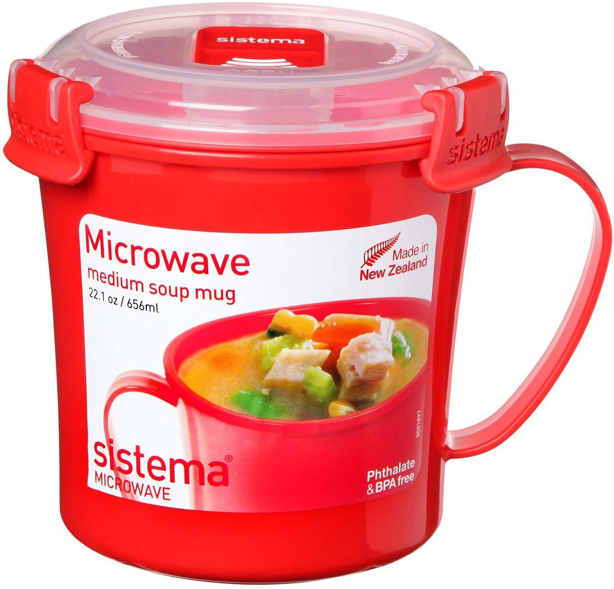 Sistema Microwave - Soepbeker magnetron - 656ml met stoomklep - Rood