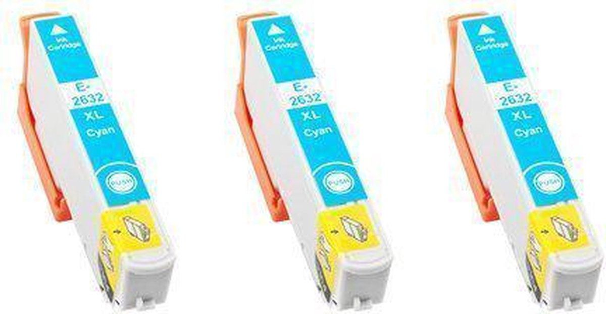 PrintVoordeelshop T2632 - Inktcartridge Cyaan - 3-pack