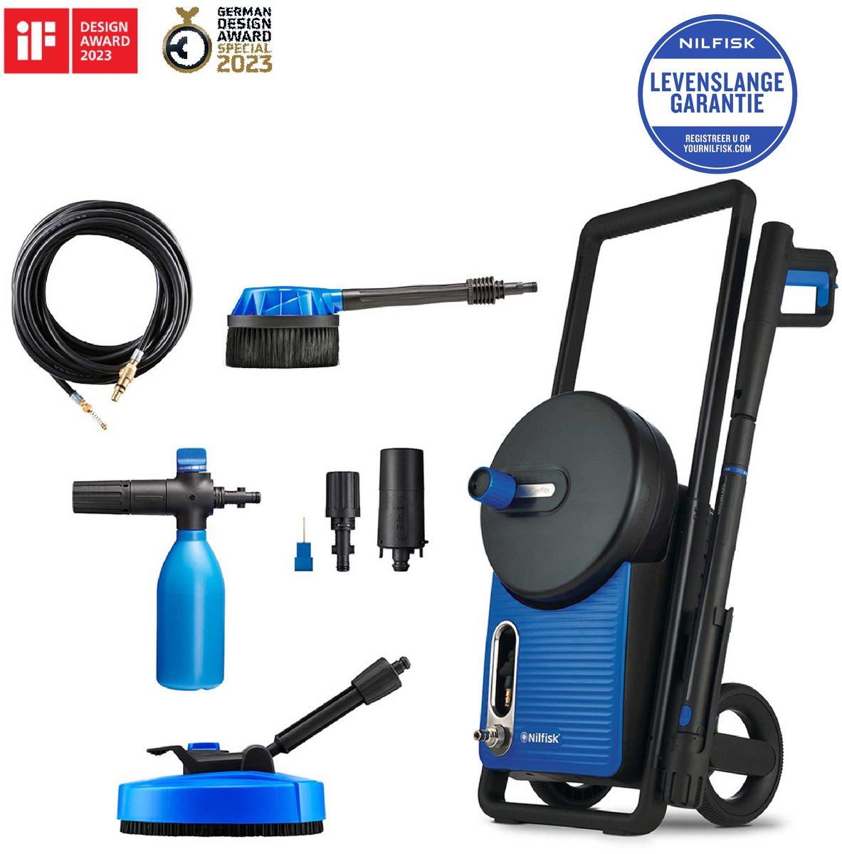 Nilfisk Excellent 170 - Drukreiniger - Inductiemotor - Power Foam Blaster - 10m Steelflex-slang