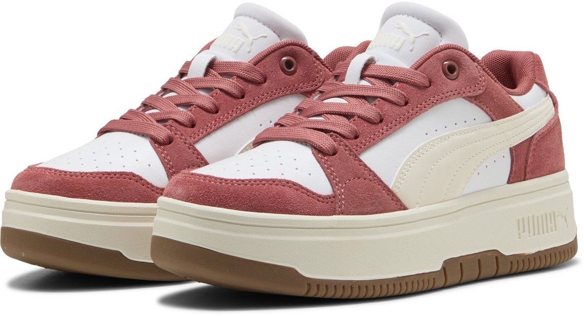 Puma Rebound Femme Low Sd - Dames Sneakers - SoftFOAM+ - Puma White-Frosted Ivory-Exotic Red
