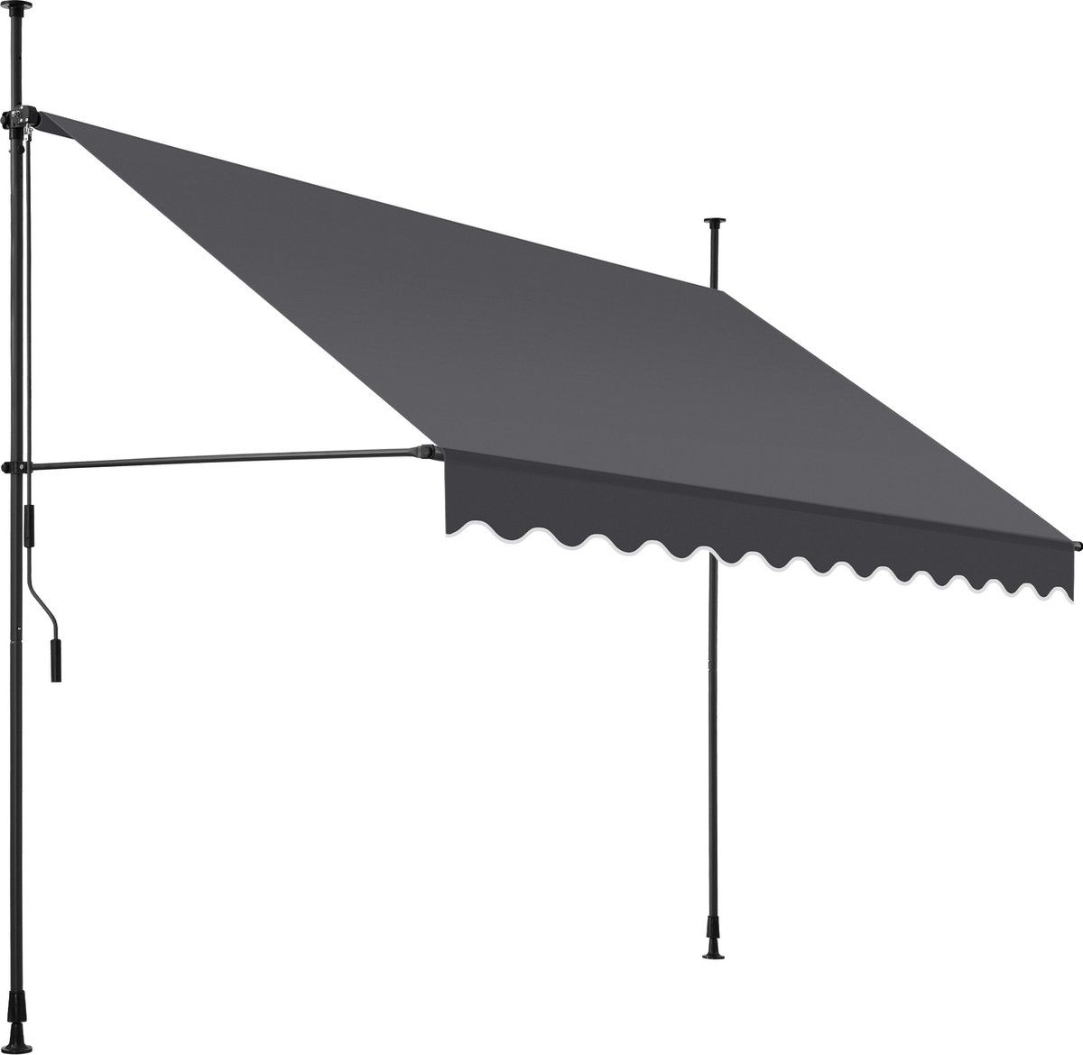 Tectake® Klemluifel - Balkonluifel Zonder Boren - Uv-bestendig - Waterafstotend - Breedte 300 Cm - Antraciet