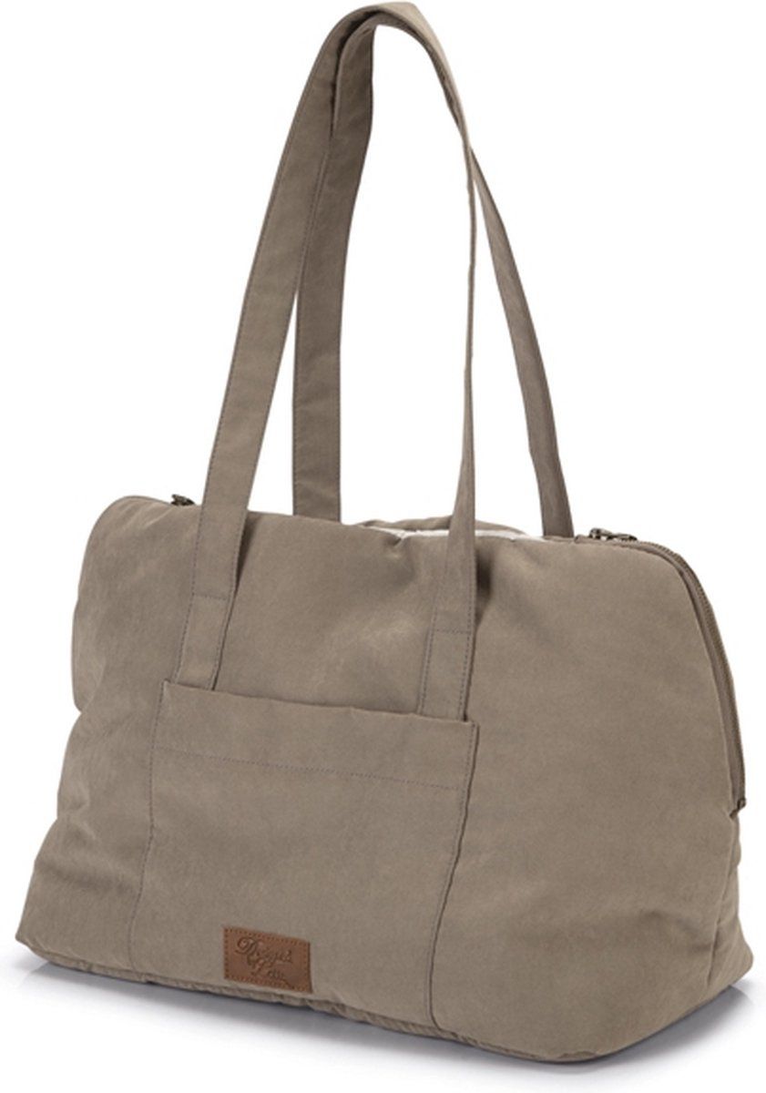 Designed By Lotte Bundu - Draagtas Hond - Warm Pluche - Beige - 40x20x28 Cm