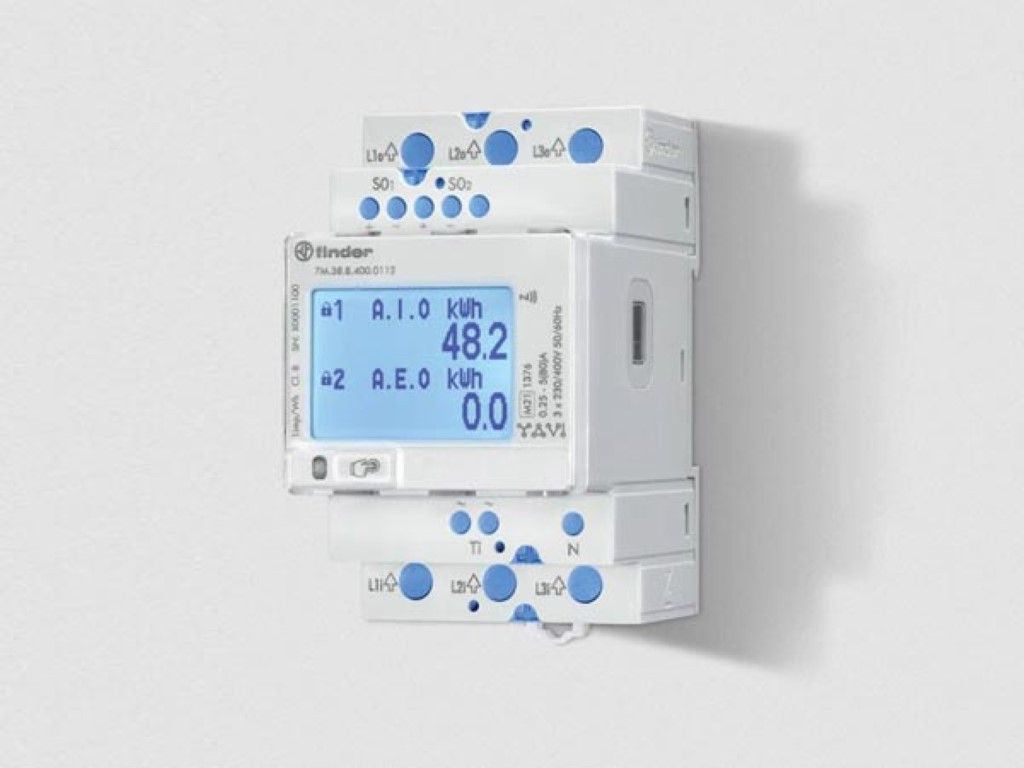 MID-gecertificeerde energiemeter 5(80) A - enkel- of driefasig - 2 S0-pulsuitgangen