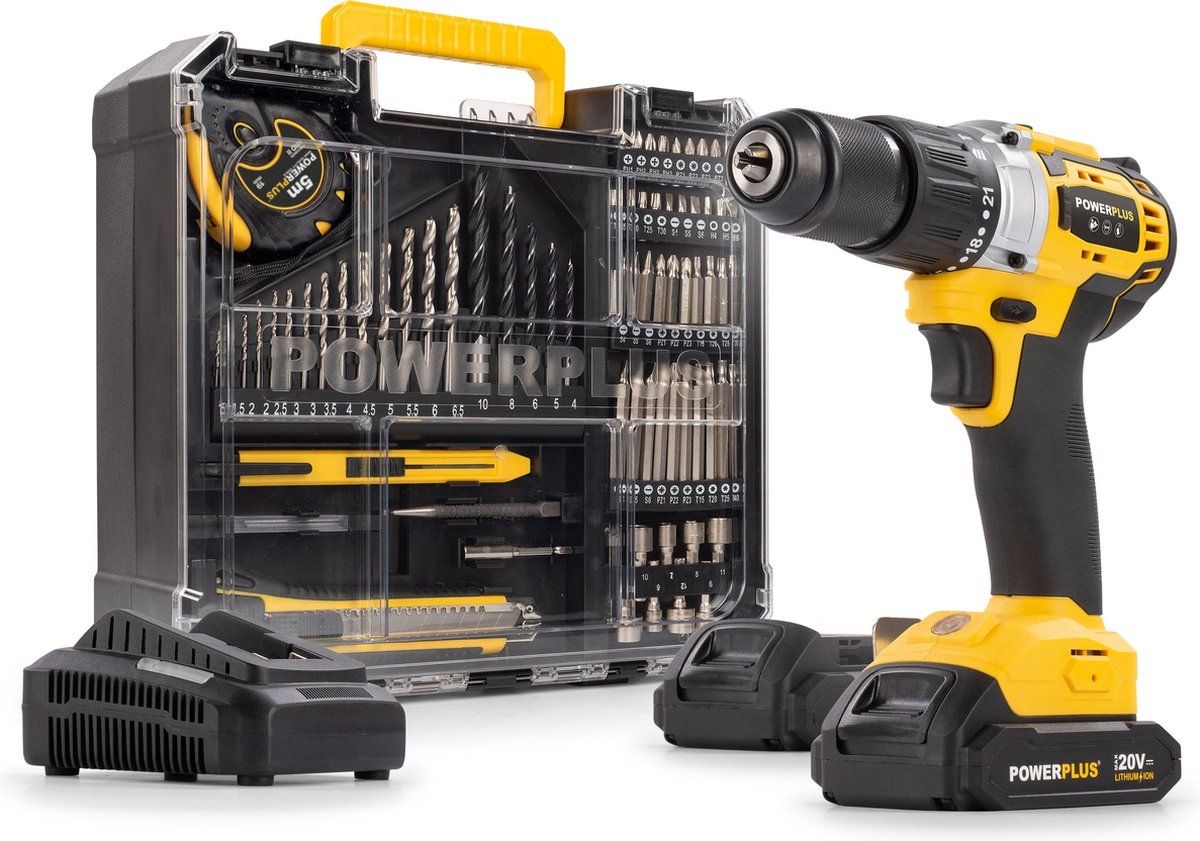 Powerplus POWX00850 - Accu Klopboormachine - 20 V 60 Nm 3 In 1 Met 2 Accu's En 78 Accessoires (2 Stuks)