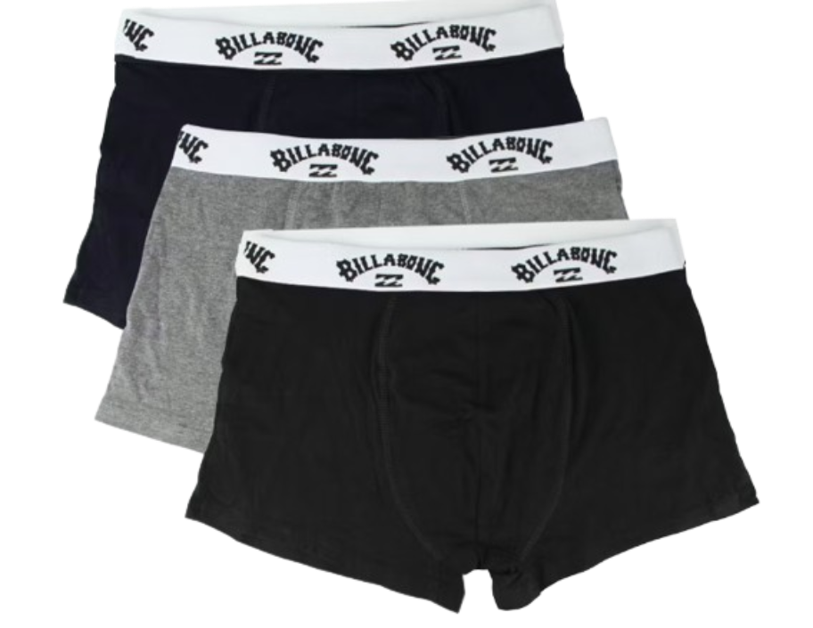 Billabong Boxershorts - 3-pack - 95% katoen 5% elastaan - Grijs-blauw-zwart (3-pack)