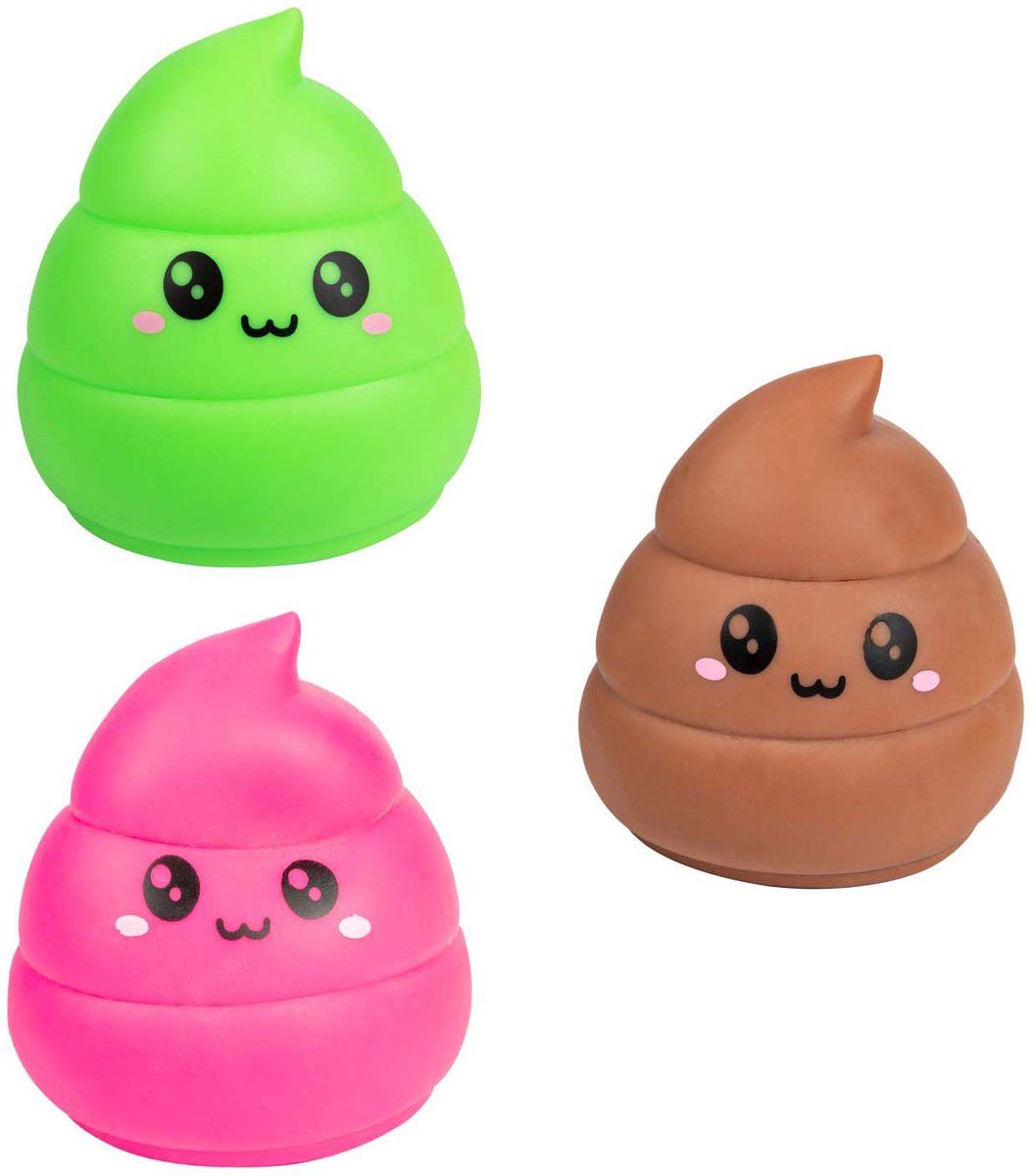 Toi Toys - Kneedbare lachende drol XXL - Rekbaar 13 cm - Neon roze groen bruin