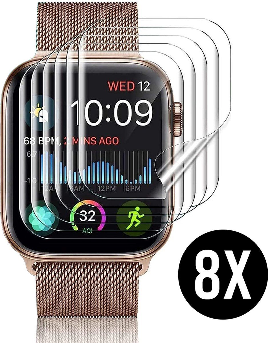 Podec Apple Watch Series 4 / 5 / 6 / Se - Screenprotector - Volledige Bescherming - (8 Stuks)
