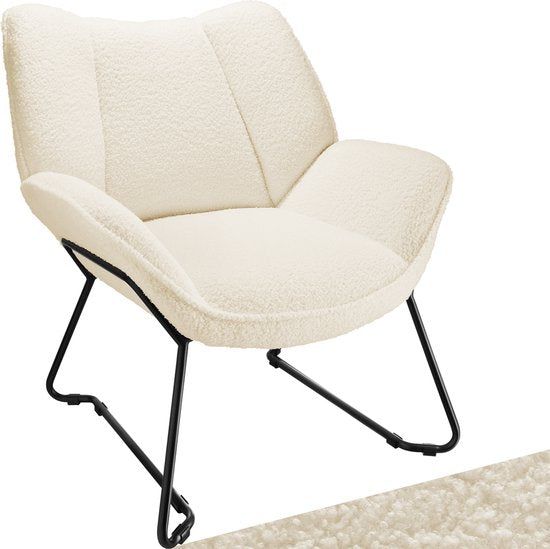 Tectake® Loungefauteuil - Ronde Relaxfauteuil - Teddyfauteuil - Gestoffeerde Stoel - Bouclé