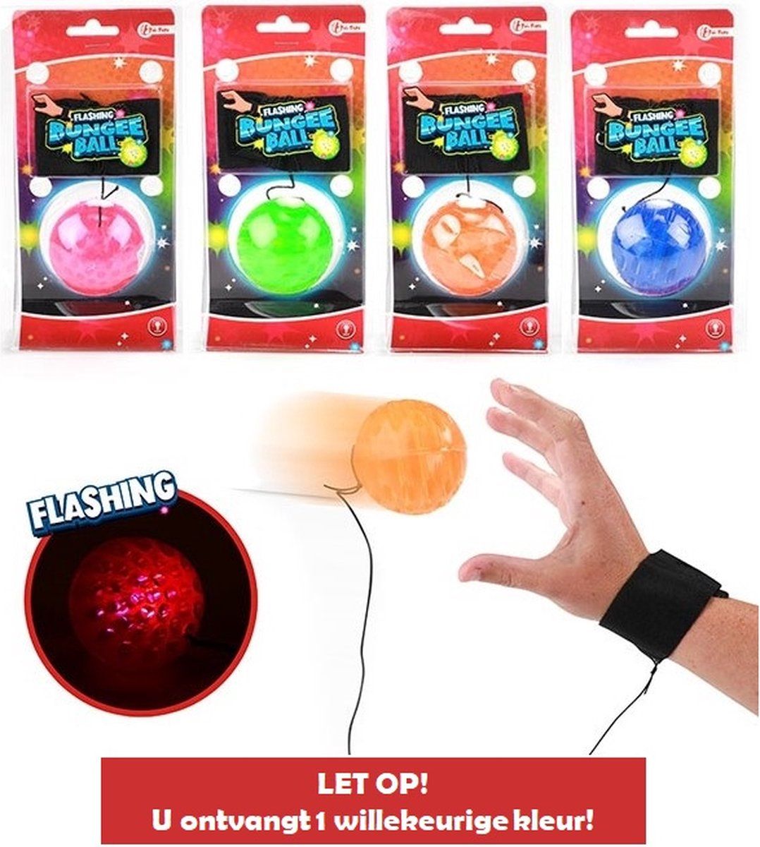 Toi-Toys Bungeebal 35484Z - Elastische Bal met Licht - Multi kleuren