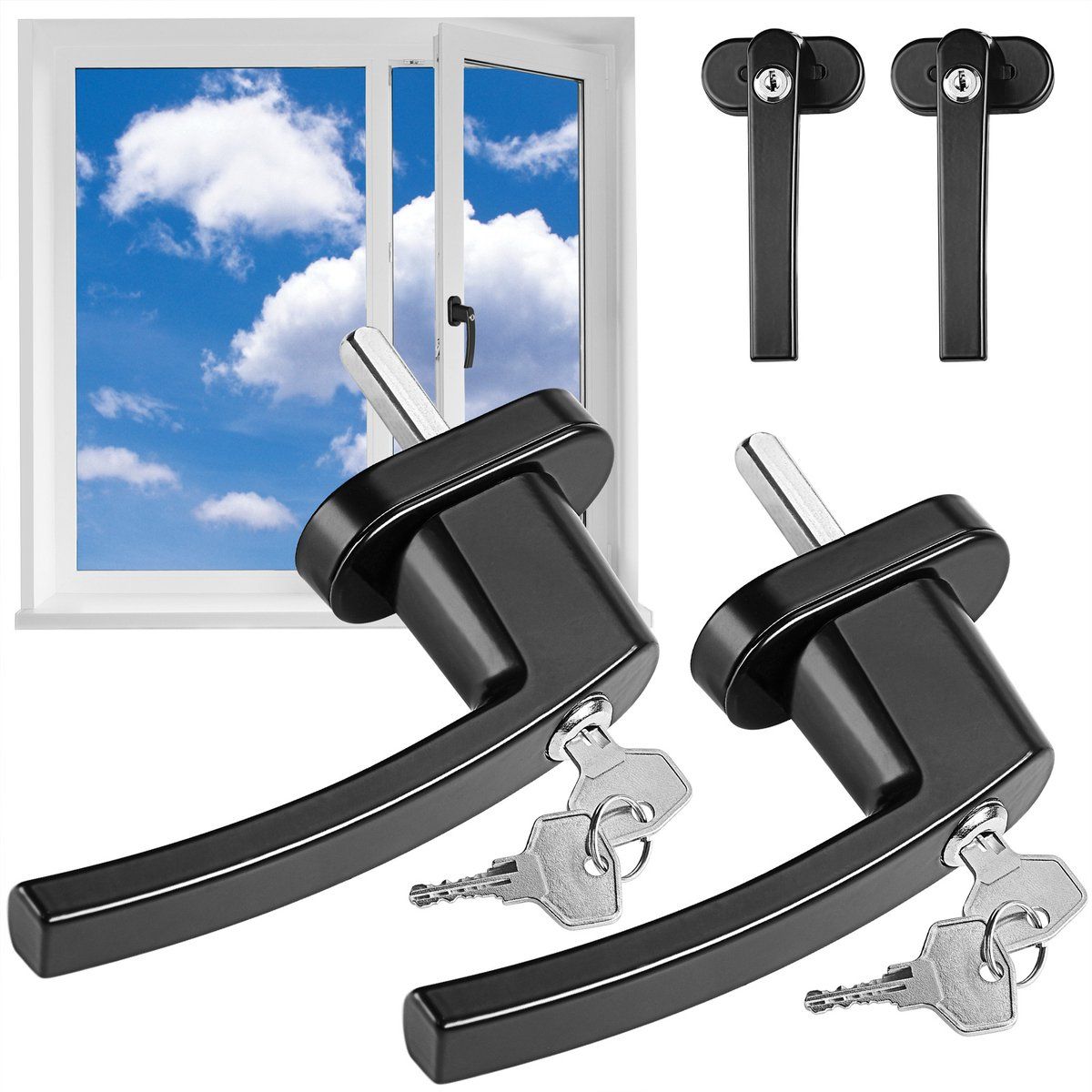 Monzana - Raamsluiting - Afsluitbaar Slot Pin 35mm - Zwart (2 stuks)