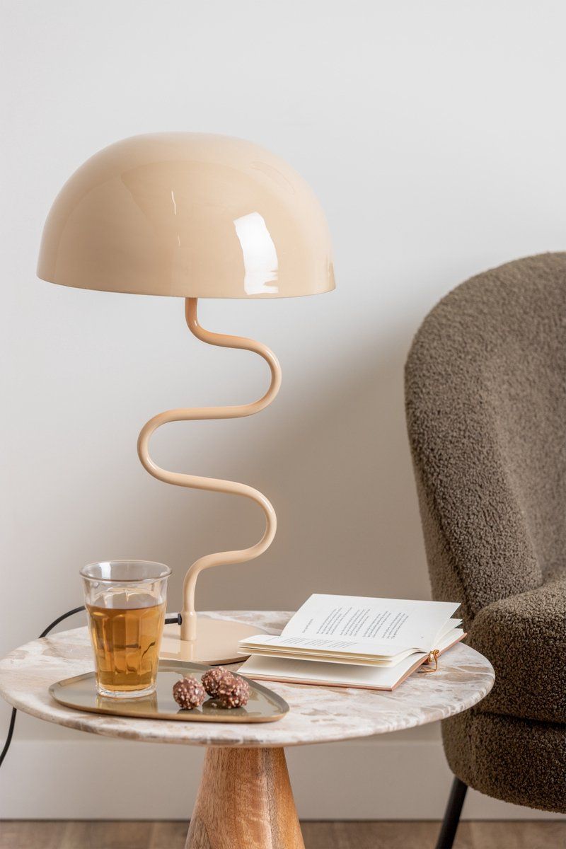 Leitmotiv Tafellamp Twist - Metaal - Gedraaid Ontwerp - Lichtbruin - 31x54x31 Cm (BxHxD)