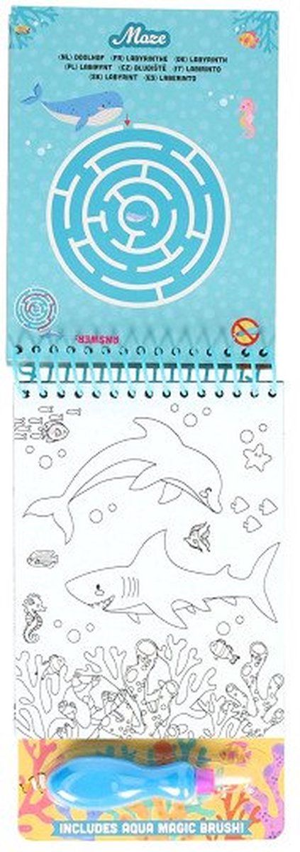 Wins Holland Aqua Teken- En Activiteitboek D - Waterverfboek Met Puzzels - Multi Kleuren