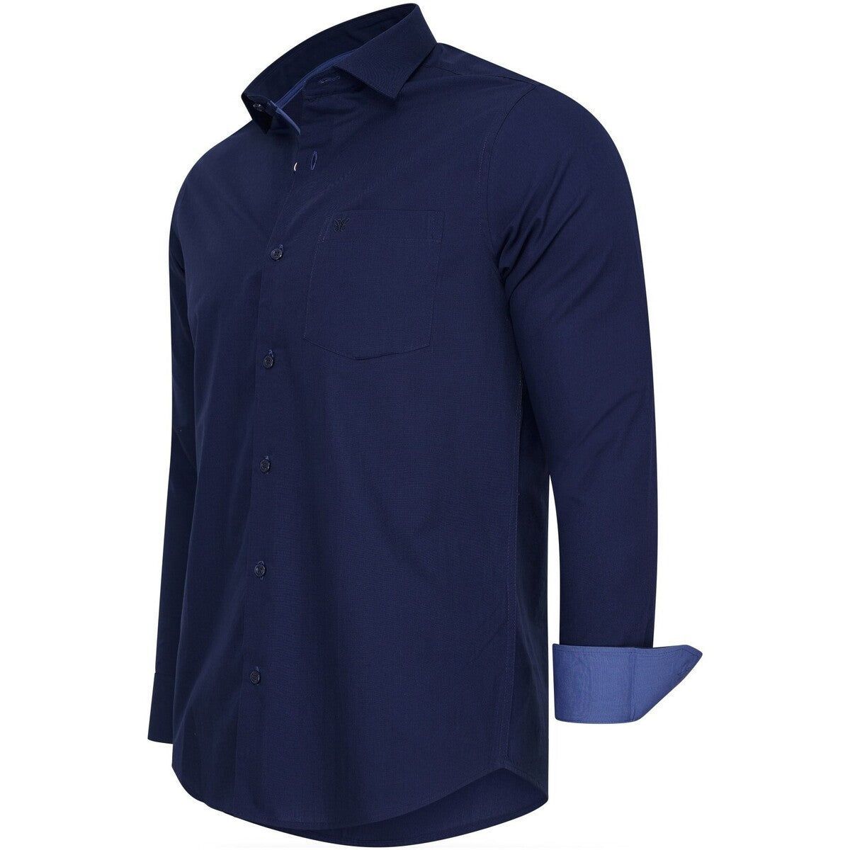 Cappuccino Italia - Heren Overhemd - Korte Mouwen Ronde Hals - Navy - Maat 3XL