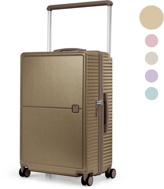 Skycases City Walker - Medium Reiskoffer 77L - Lichtgewicht & Sterk - 360° Spinner Wielen - Tsa-slot - Wetpouch - Champagne