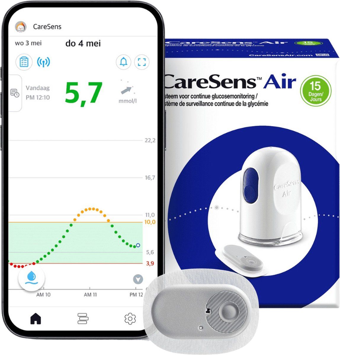 CareSens Air - Cgm Sensor - Continue Glucosemonitoring - 15 Dagen Sensor
