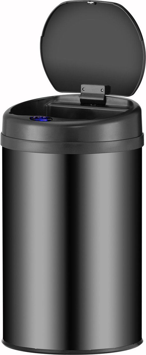 Juskys Automatische Prullenbak - Sensorprullenbak - 30 Liter - Zwart - Rond