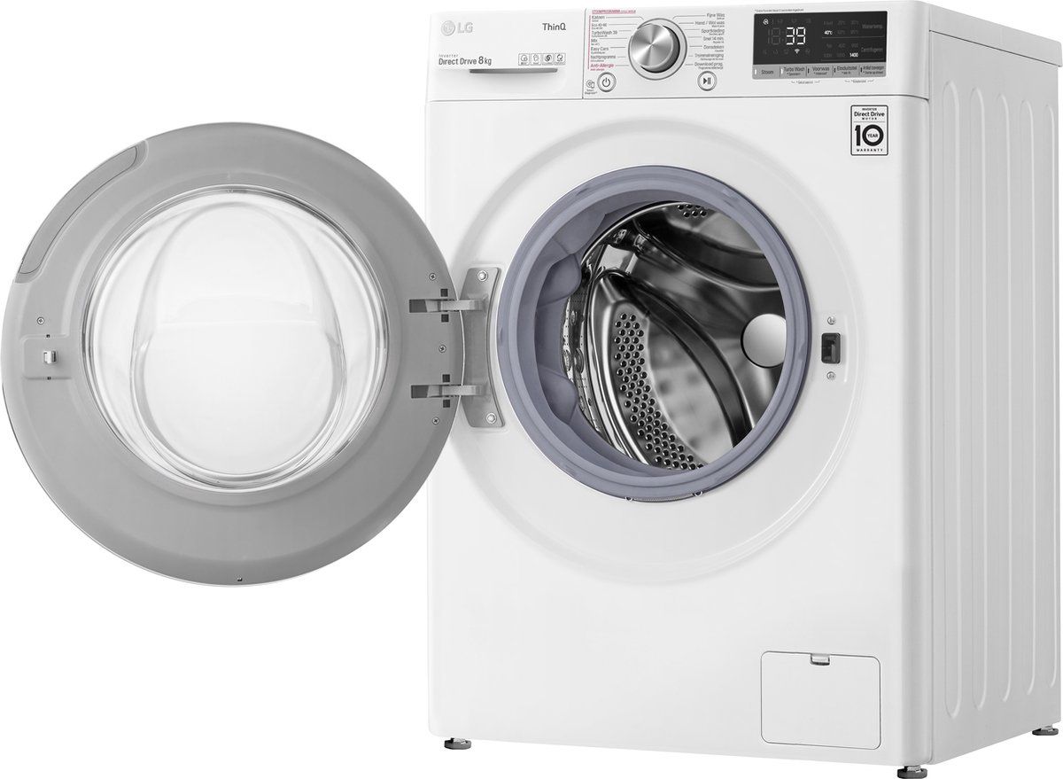 LG F4WV708S0E - Wasmachine - 8 kg - TurboWash™ 39 - AI DD™ - Stoom - Wit