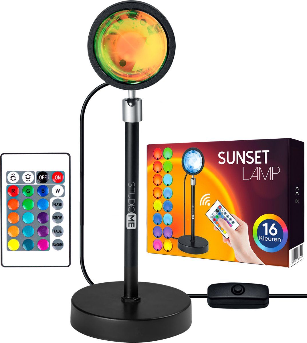 Studio Me Sunset Lamp - Sfeerlamp - 16 Kleuren - 360° Draaibaar - Galaxy Projector