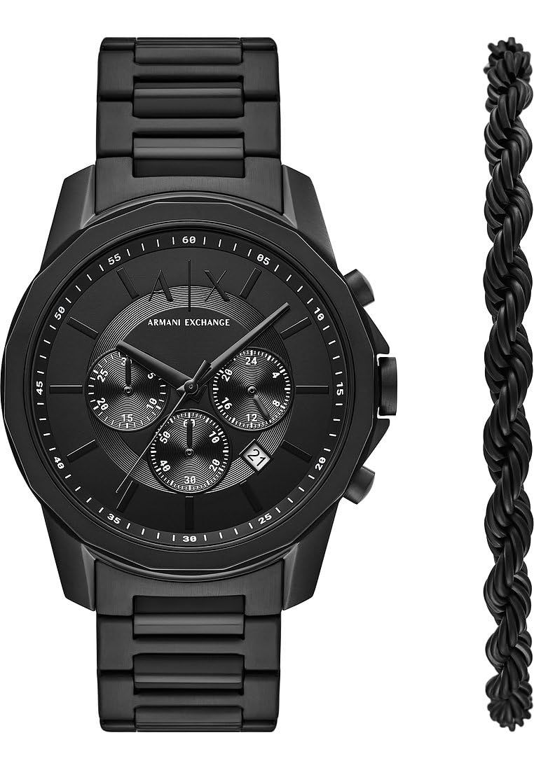 Armani Exchange Heren Horloge geschenkset - Zwart