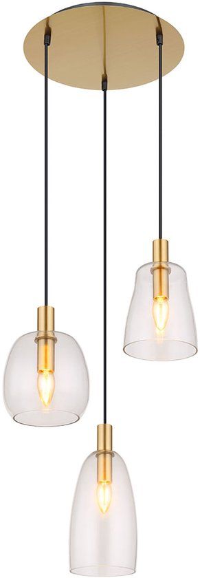 Globo - hanglamp - Garri - messing - glas -Ø 43cm - E14 - 15789-3HM