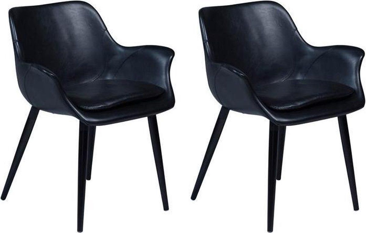 Danform Dan-Form Combino - Eetkamerstoel - Set Van 2 - Zwart Kunstleer (2 Stuks)
