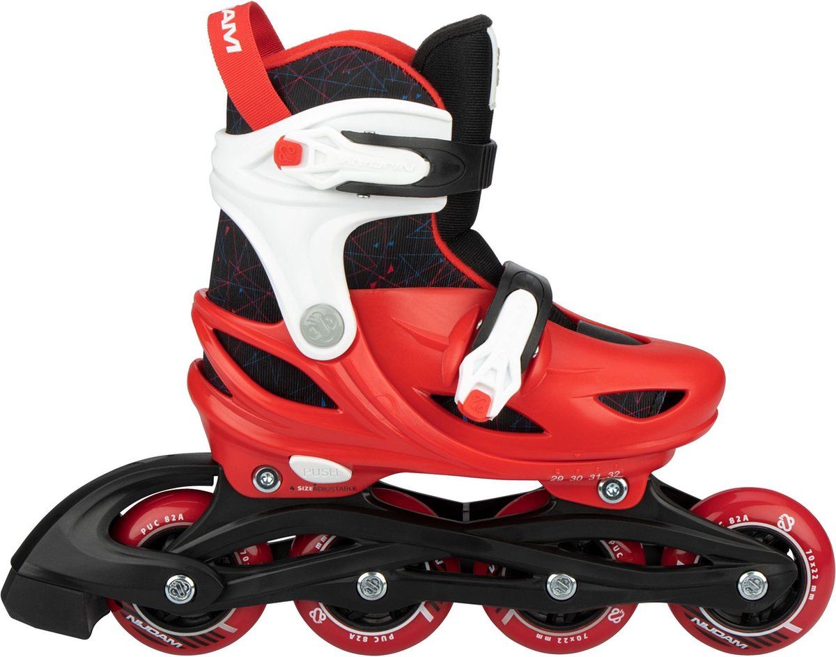 Nijdam Rad Racer - Verstelbare Skeelers - Hardboot - Rood - Maat 25-28
