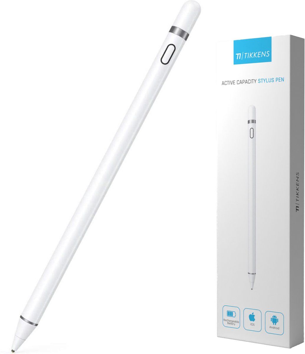 Tikkens Active Stylus - 2 In 1 Stylus Pen - Ultrafijne Penpunt - Wit