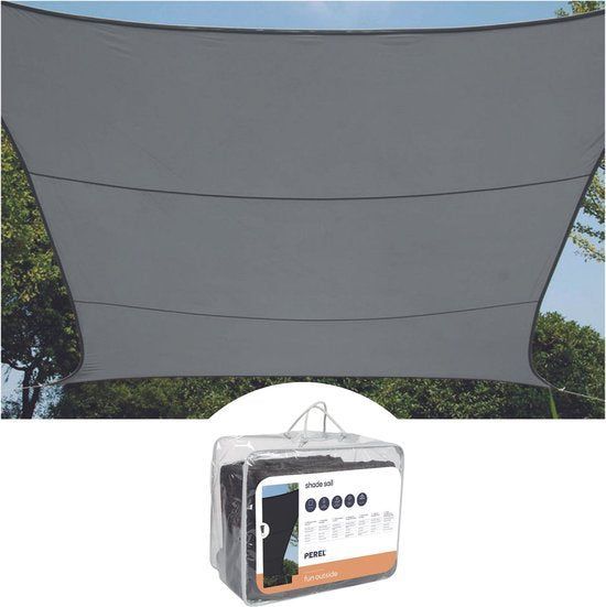 Perel - Schaduwdoek - Waterdoorlatend Luchtdoorlatend 3.6 X 3.6 M 180 G/m² Hdpe Vierkant Donkergrijs