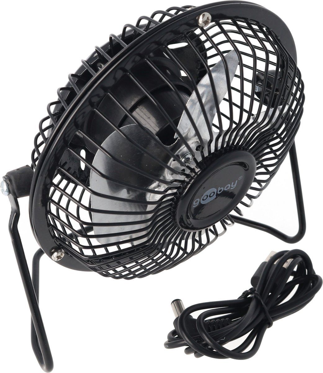 USB ventilator 4 inch voor op het bureau met AAN / UIT schakelaar, zwart
