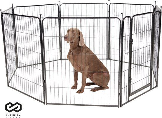 Infinity Goods Hondenren - Puppyren - 8 Panelen - 80 X 80 Cm - 640 Cm Omtrek - Opvouwbaar - Met Deur