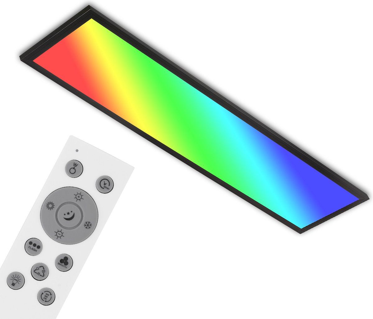 Briloner - Led Plafonniére - Rgb&Cct Dimbaar Met Afstandsbediening - Zwart - 100x25x6.6 Cm (LxBxH)