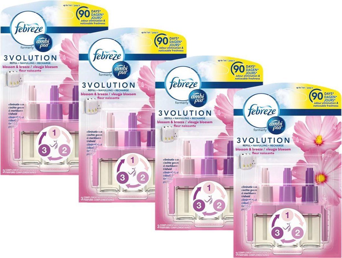 Febreze 3Volution - Navulling - Vleugje Bloesem - 4 X 20 Ml (4 Stuks)