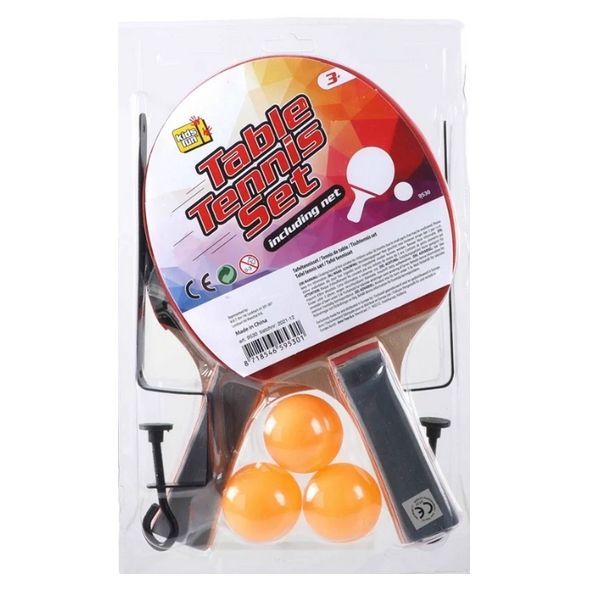 Tafeltennisset 9530 - Tafeltennis - 3 ballen 2 batjes net met klemmen (set van 3)