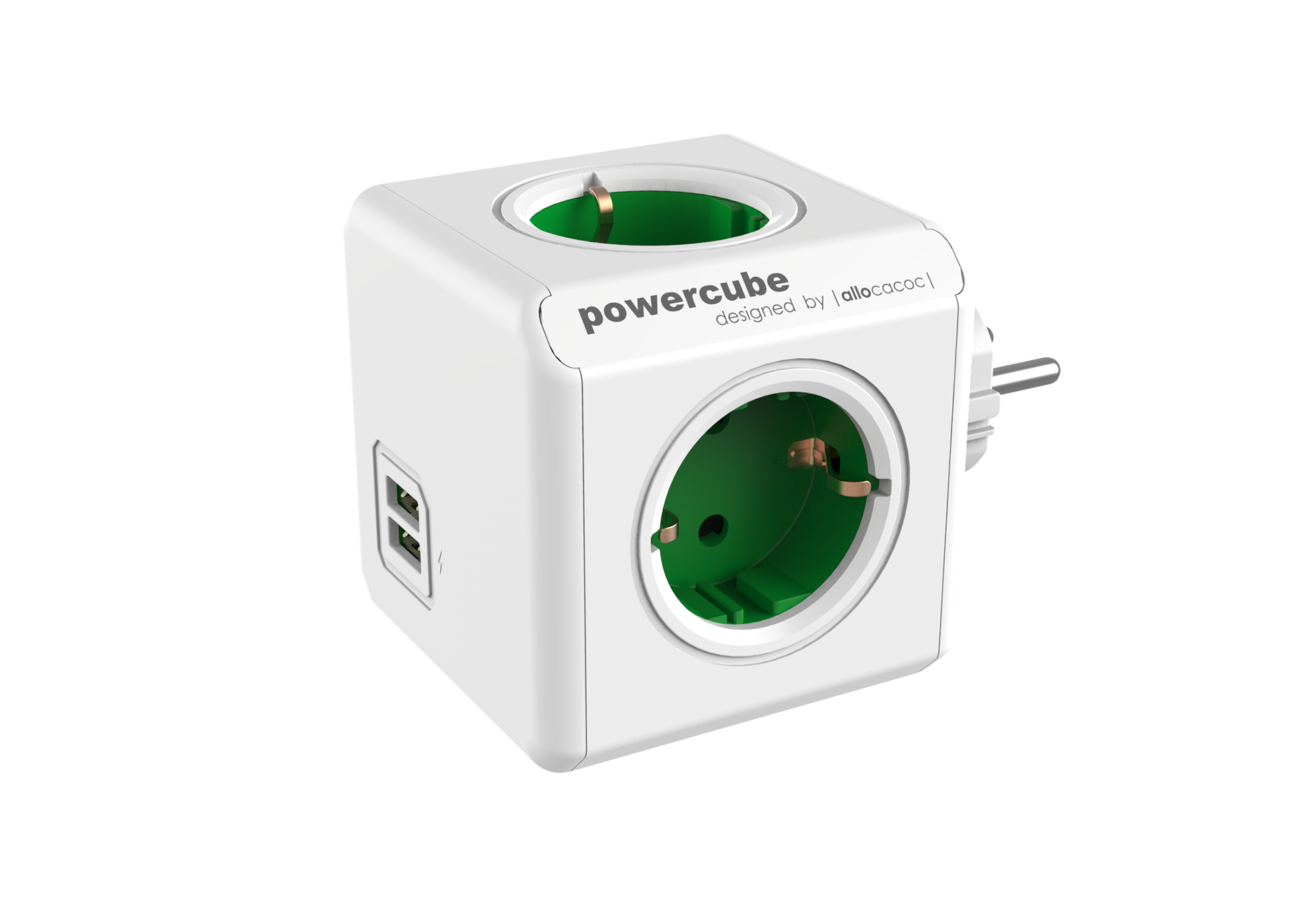 Allocacoc PowerCube® |Original USB| Type F (Netherlands/Germany) / Green