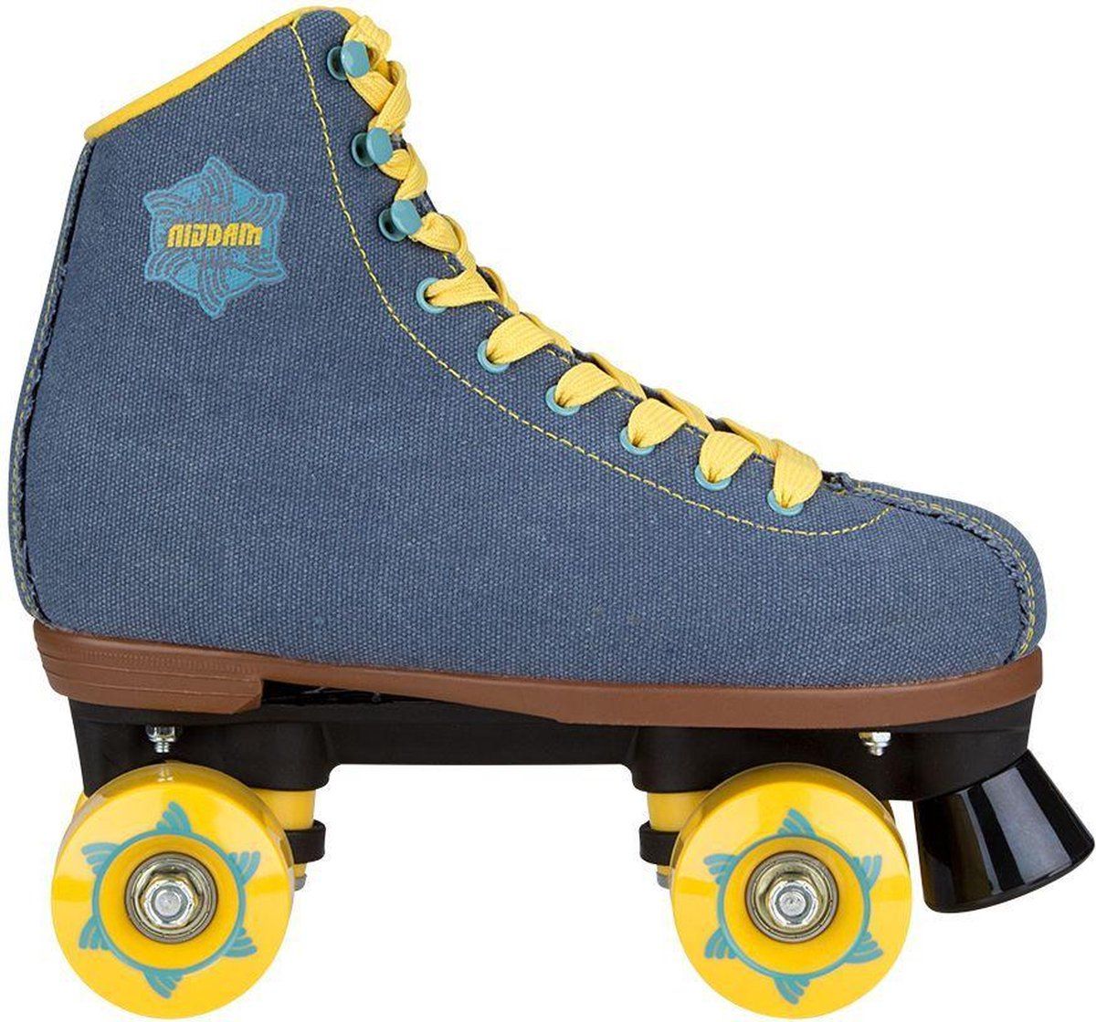 Nijdam Denim Rebel - Retro Rolschaatsen - Denimlook Gele Veters/Wielen - 40