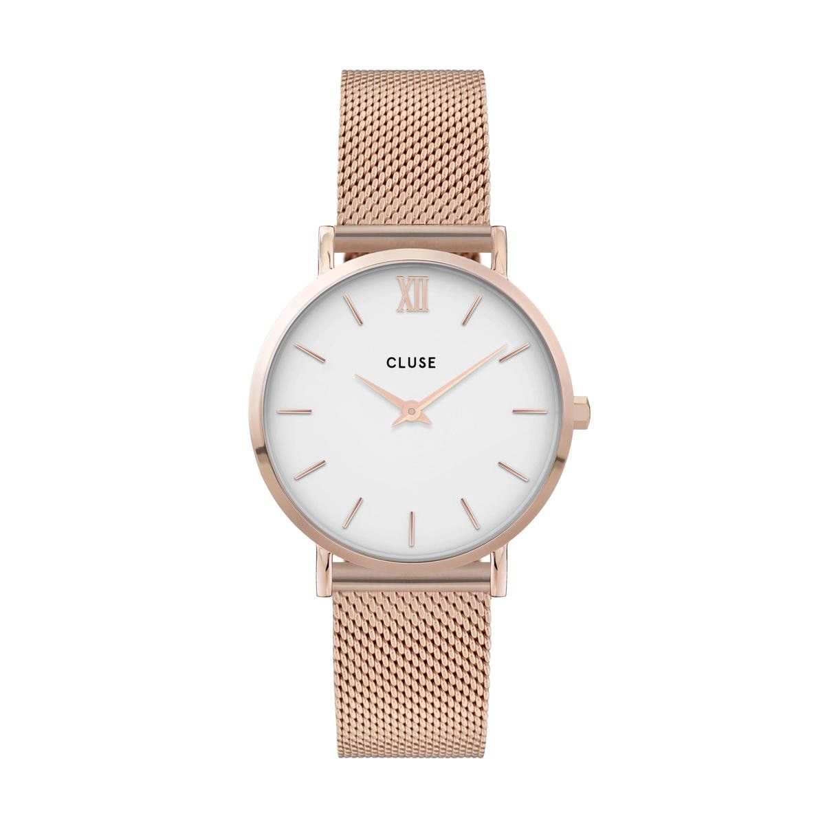 Cluse Minuit - Polshorloge - 33 Mm - Roségoudkleurig/Wit
