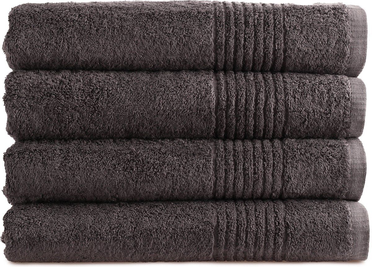 Phlox Handdoeken Set 70x140 Cm - 4 Stuks - 600 G/m2 Zacht Katoen - Supreme Collectie - Antraciet