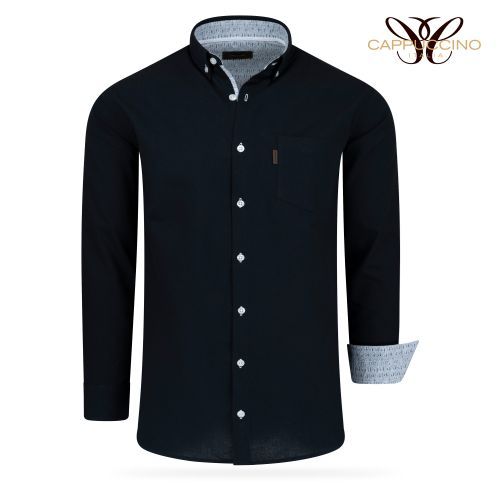 Merkloos Cappuccino Italia Overhemd Zwart Maat 3XL